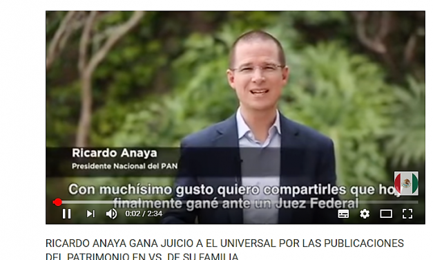 Ricardo Anaya gana demanda al periódico El Universal.