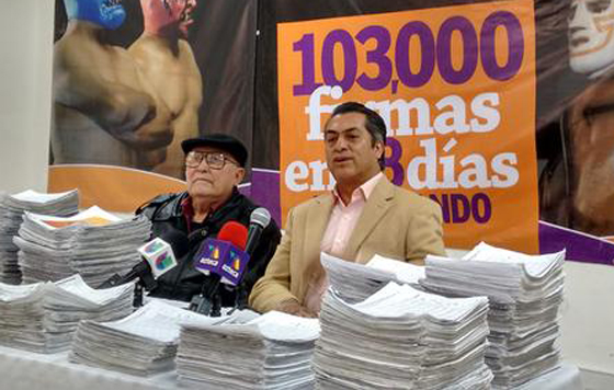 Jaime Rodríguez Calderón llega a 645 mil firmas recolectadas.