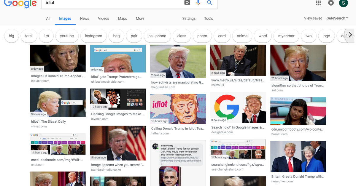 Google, el buscador más usado en todo el mundo, “cree” que Donald Trump es idiota. ¿Sábes que es el Google boom?