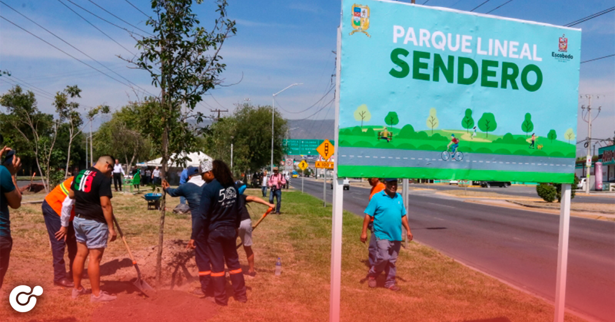 Construyen Escobedo y San Nicolás parque lineal sendero; plantarán 700 árboles