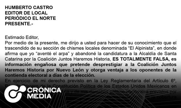 Réplica de Ivonne Bustos a nota de El Norte